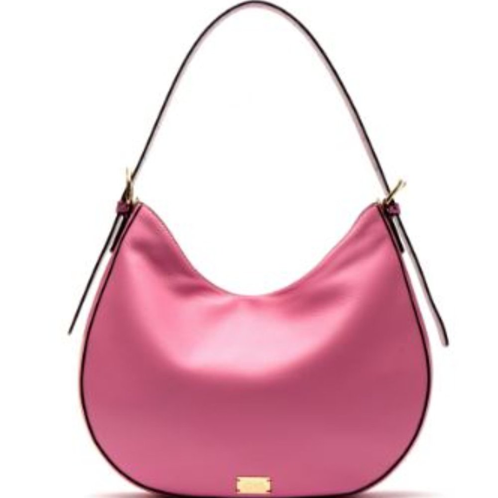FRANCES VALENTINE Honey Round Leather Hobo Bag In Pink